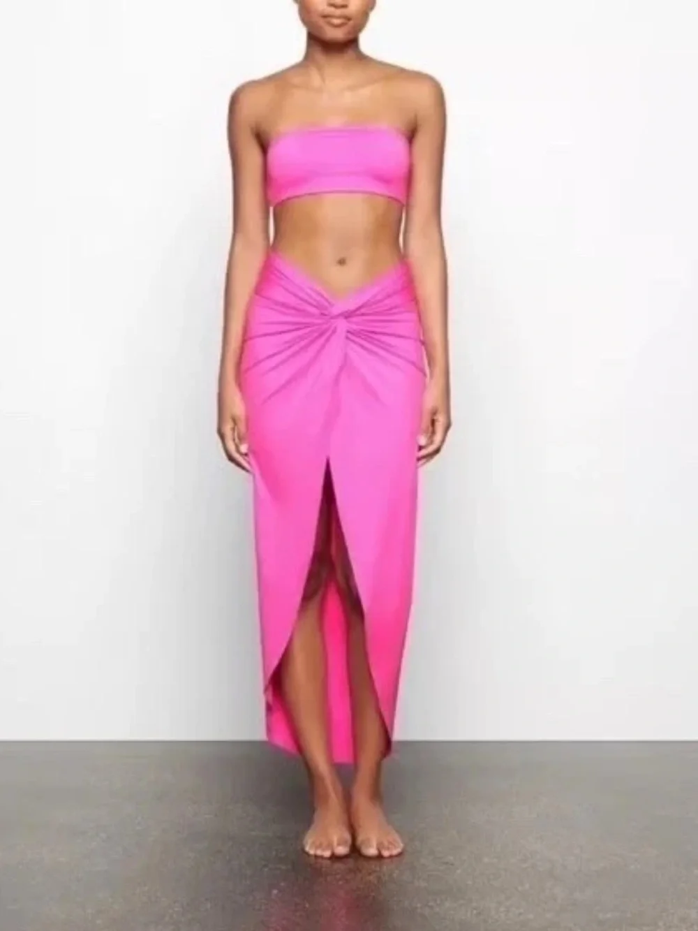 Skims New Twist wrap pink taffy swim cover up XS